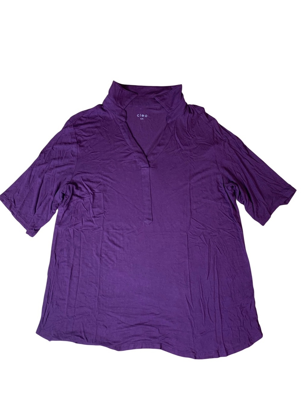 Cleo Deep Purple V-Neck Short Sleeve Top XL/TG